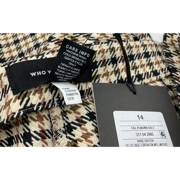 Who What Wear Plaid High Rise Straight Leg Split Front Side Zip Trousers NWT 14 - Picture 8 of 10